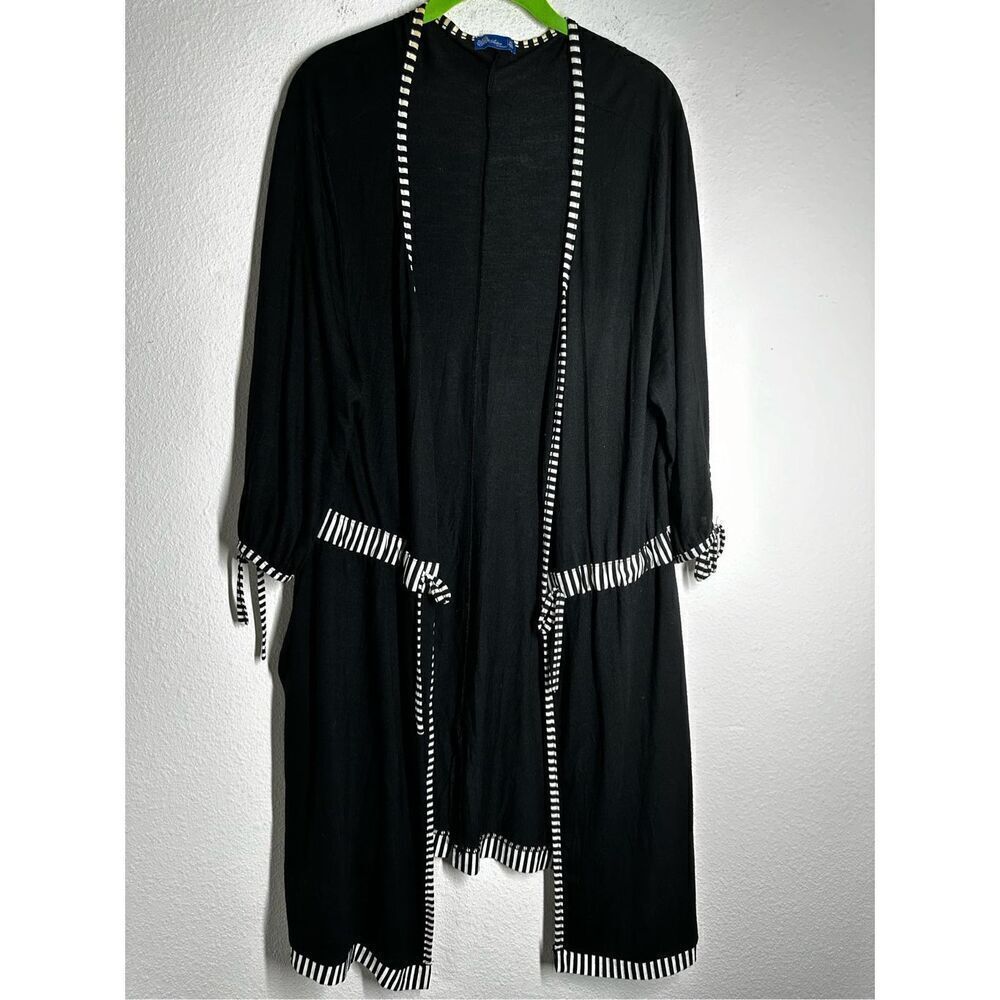 Aster By Firmiana Women’s Beachy Cover Up Black White Trim Size XL